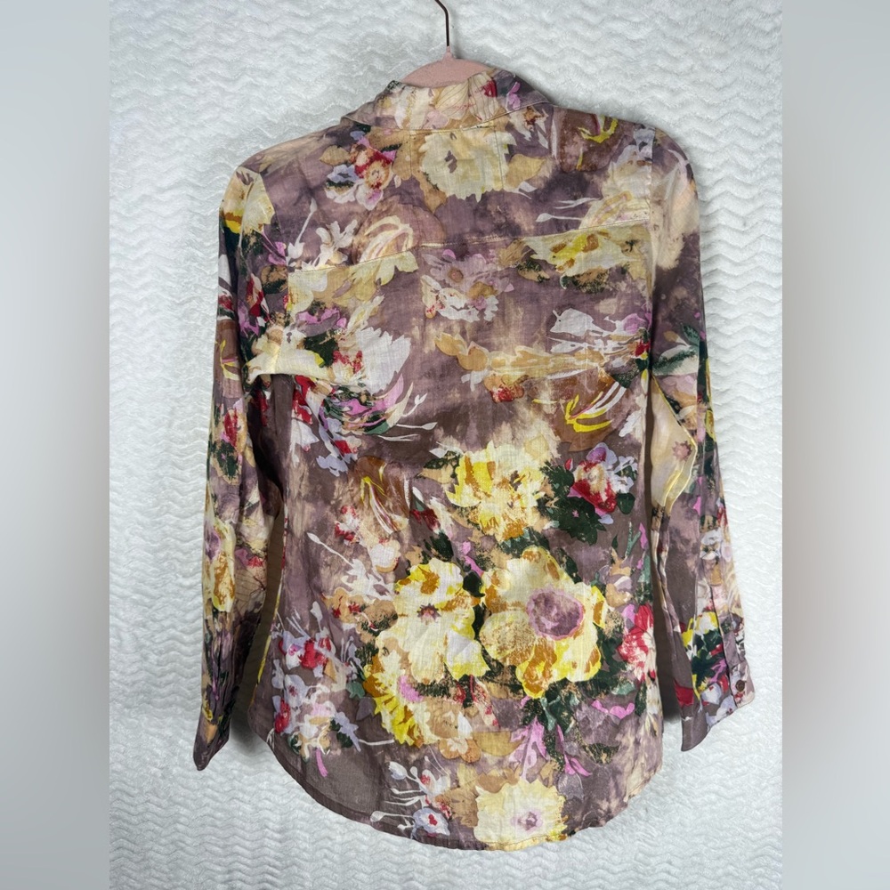 JAK Vintage Half Button Beautiful Print Floral Long Sleeve Women's Top. - Picture 8 of 8